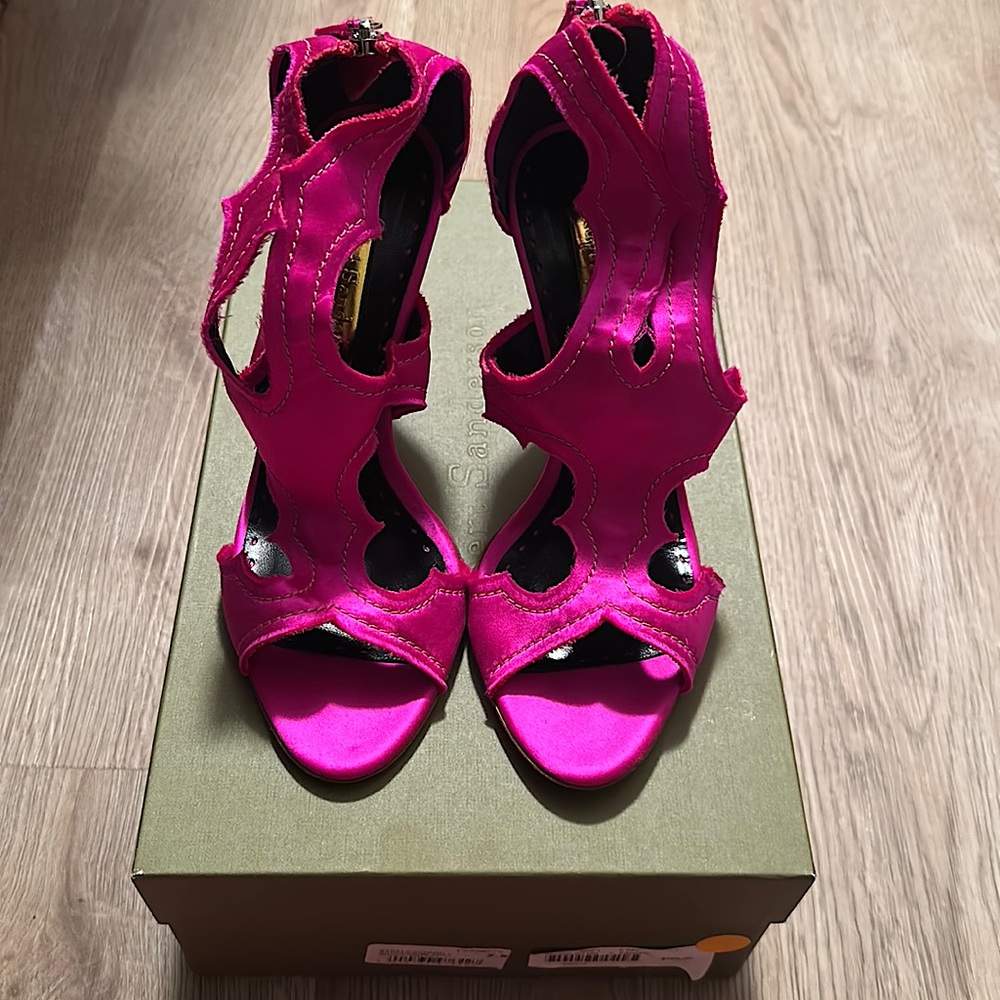 Hot Rupert Sanderson Hot Hot Pink Satin Dress Shoe!